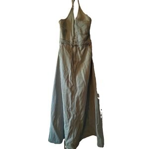 Universal Thread Denim Halter Dress Size 8 Light Wash Open Back Boho Festival